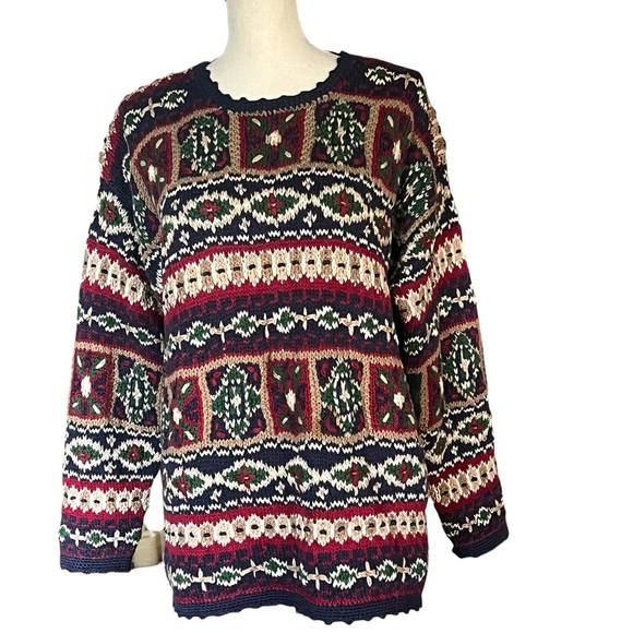 Vintage Cape Isle Chunky hand knitted gorgeous women’s sweater. Size large. - Picture 2 of 13